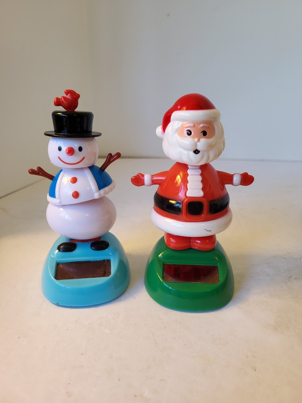 Solar-Powered Dancing Santa and Snowman Toy Set - Red, White & Blue